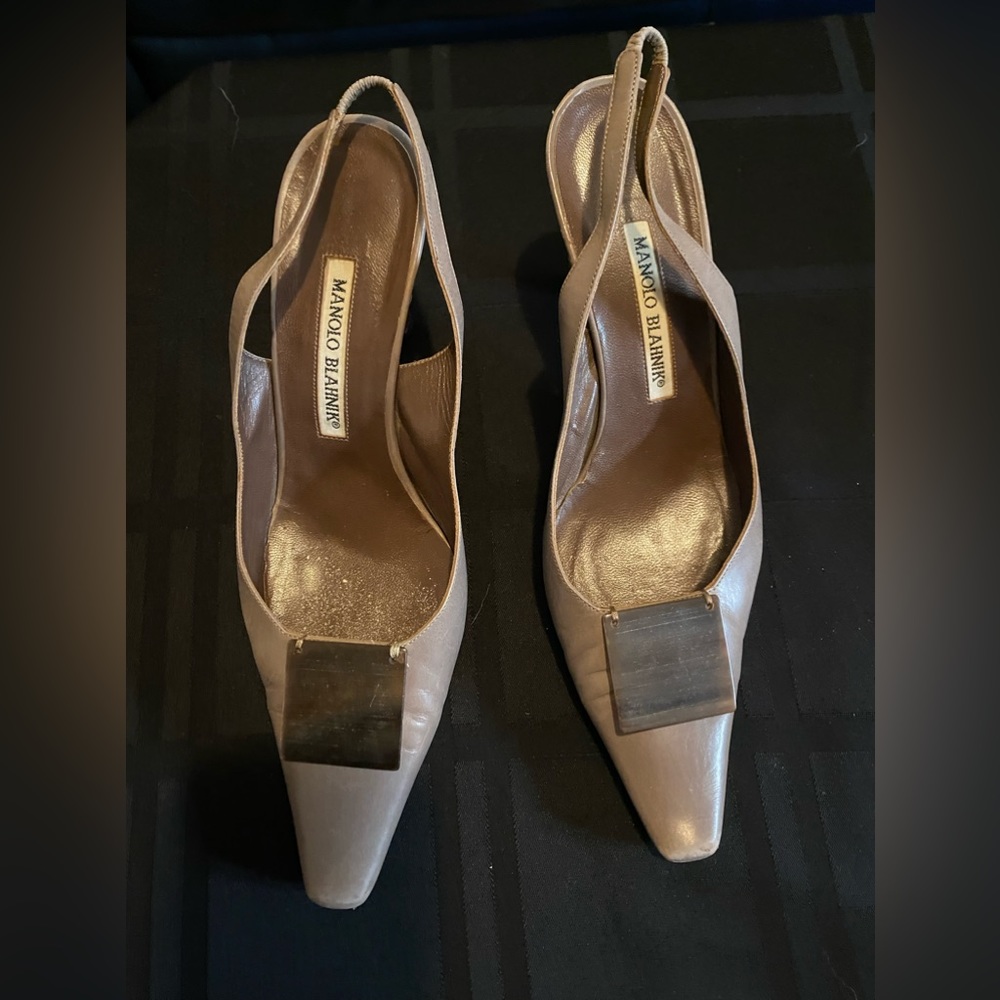 Manila Blahnik Shoes- Taupe  7 1/2